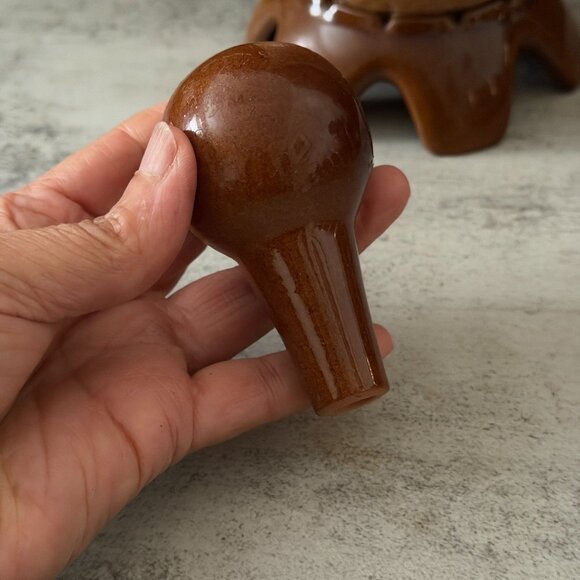 Vintage 70s Frankoma Joniece Frank V-7 Coffee Desert Gold Decanter With Stopper - Picture 7 of 10